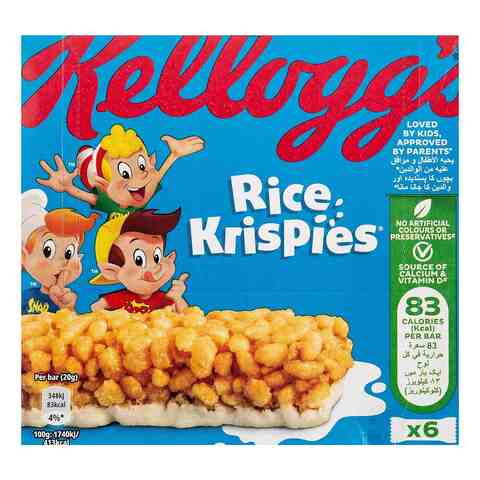 Buy Kelloggs Rice Krispies Milk Cereal Bar 20g Pack of 6 in UAE
