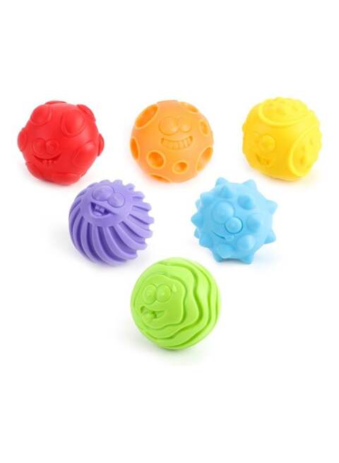 Moon Sensory Textured Toy 6 Pcs Solid Color Vibrant Balls, &lrm;25 X 5 X 19.5cm