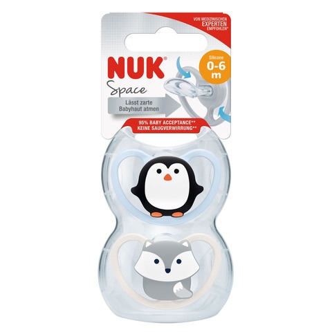 Nuk Space Soother 0-6m SNK713 Multicolour Pack of 2