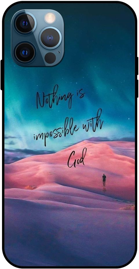 Theodor - Apple iPhone 12 Pro 6.1 Inch Case Nothing Impossible With God Flexible Silicone Cover