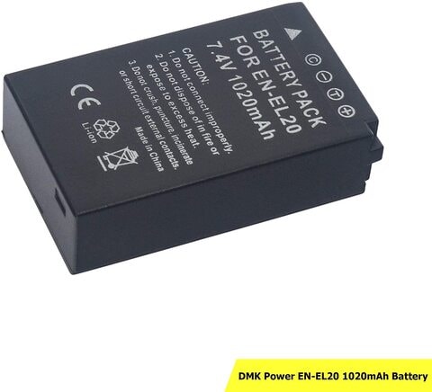 DMK Power ENEL20, EN-EL20a (1020mAh) 2-Pack Batteries Compatible with Nikon Coolpix P1000, DL24-500, Coolpix A, 1 AW1, 1 J1, 1 J2, 1 J3, 1 S1, 1 V3 Digital Camera