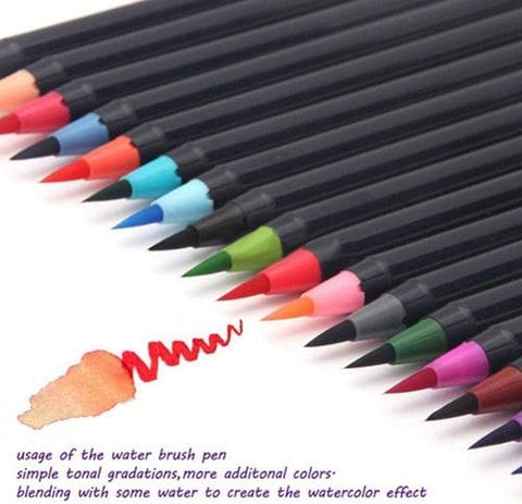 Beauenty - 20 Pieces Color Brush Pens Set Watercolor Brush Pen Color Markers For Painting Cartoon Sketch Calligraphy Drawing Manga Brush