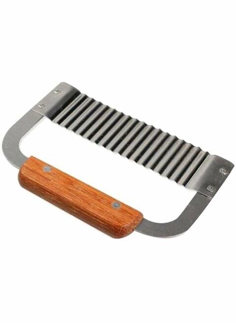 Generic Crinkle Wax Vegetable Cutter Wavy Slicer Silver/Wood