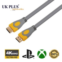 UKPLUS - 4K HDMI Cable Grey/Yellow 1.5 meter Compatible UHD TV, Blu-ray, Xbox, PS4, PS3, PC