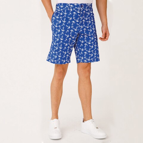 AnemosS Anchor Patterned Men&#39;s Shorts S, Men Cloth, Beachwear, Shorts, Cotton