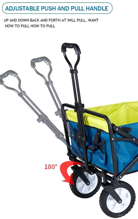 COOLBABY A cart with adjustable handles that folds into a lightweight outdoor four-wheeled cart cart