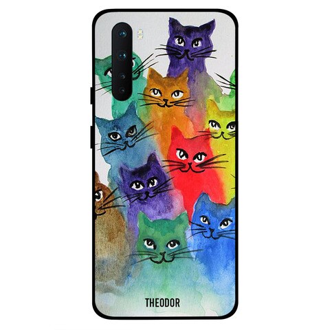 Theodor OnePlus Nord Case Cover Colorful Cats Flexible Silicone Cover