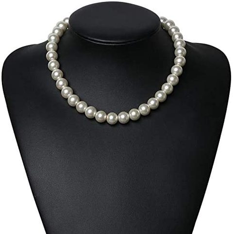 BaBEYOND Round Imitation Pearl Necklace Wedding Pearl Necklace for Brides White