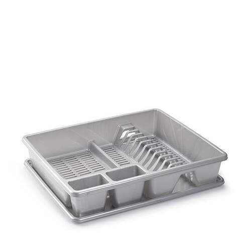 Plastic Forte Dish Drying Rack With Tray, Silver