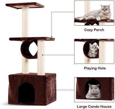 Buy Mumoo Bear Cat Tree Triple Platforms Cat Tower Furniture With Sisal Covered Scratching Post Pet Climbing Condo Coffee Online Shop On Carrefour Uae