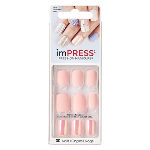Impress Press-On Manicure False Nails BIPA040C Pink Pack of 30