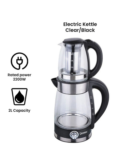 Dessini Electric Tea Maker With Kettle 2 L 2200 W 7007, Clear/Black