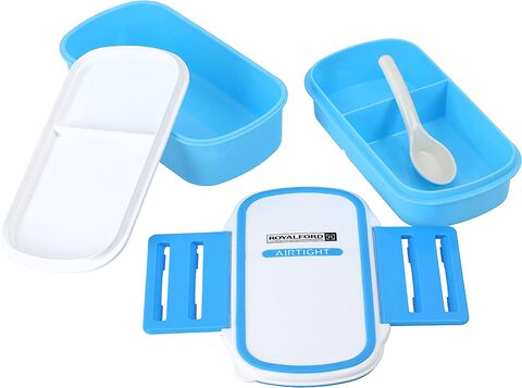 Royalford Airtight Lunch Box With 2 Layer Portable &amp; Practical Lunch Box Student Lunch Box Thicklayer Compartment Microwave/Dishwasher Safe Food Storage Box Set For Office Worker Food Container, Multi