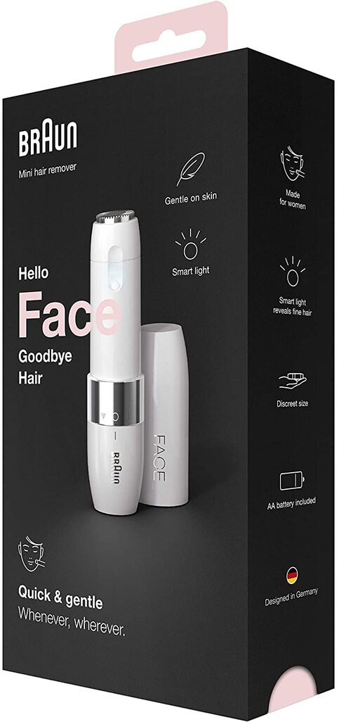 Braun Face Mini Hair Remover FS1000, Electric Facial Hair Removal for Women, White