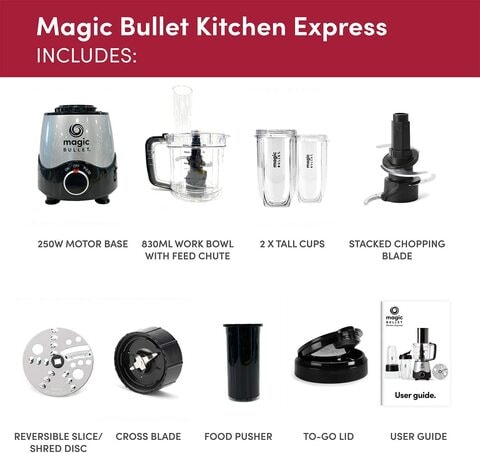 NutriBullet Magic Kitchen Express, Food Processor &amp; Chopper 250w, Black