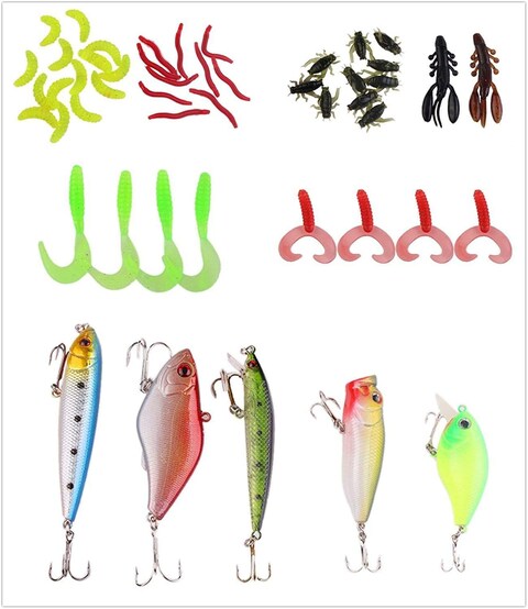 101 Pcs Fishing Lure Set Hard and Soft Bait Hook with Tackle Box