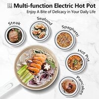 1.8L Electric Hot Pot with Steamer &amp; Temperature Control - Non-Stick Electric Cooker Shabu Shabu, Electric Skillet,Frying Pan,Electric Saucepan,for Noodles, Egg, Steak, Saut&eacute;, Steam, Oatmeal and Soup