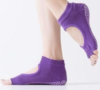 Lushh Yoga Socks for Yoga Mat Non Slip Exercise, for Women and Men Pilates Toeless Non Skid Sticky Grip Socks - Fitness, Dance, Barre, Ballet,Aerial-One size fits all , Color Purple