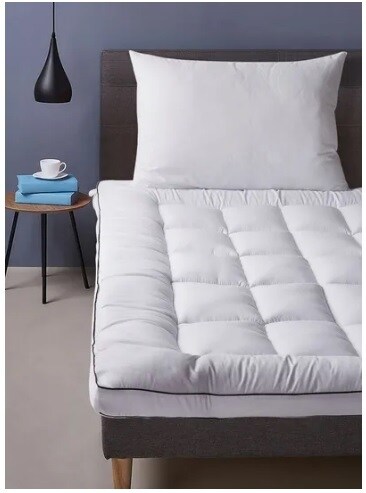 Cotton hub Anti Alllergic Super Soft 100% Microfiber Plain Mattress Topper  White 160 x 200 cm with Black Cord Piping