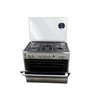 AFRA Japan 90X60cm Free Standing Gas Oven, Stainless Steel, 5 Gas Burners, Large Capacity Oven, Double Burners, Glass Top Lid, G-MARK, ESMA, ROHS, and CB Certified, 2 years warranty.