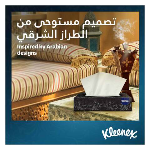عبوات مناديل كلينكس ديكور للوجه بتصميم عربي، عبوة تحتوي على 5 علب +علبة مجانية * 70 منديلًا ورقيًا، مناديل ورقية ناعمة للوجه وللعناية اللطيفة، طبقتان لمتانة موثوقة، متعددة الاستخدام