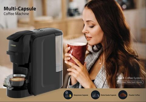 Buy Lepresso Lieto 3 In 1 Multi-Capsule Coffee Machine 0.6L 1450W - Black  Online - Shop Electronics & Appliances on Carrefour Saudi Arabia