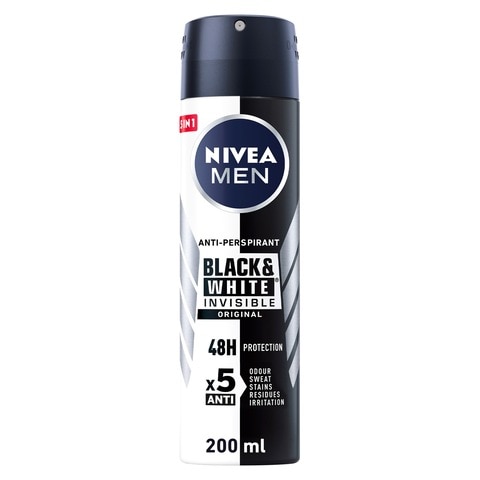 Buy NIVEA MEN Antiperspirant Spray for Men Black  White Invisible Protection Original 200ml in UAE