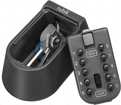 Rubik Key Storage Safe Box With 10-Digits Code Combination Password Security Lock, Waterproof Wall Mount Push Button For Home Room Guest Family Key Sharing