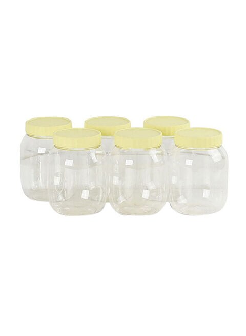 Sunpet 6-Piece Multipurpose Plastic Jar Container With Lid Set Clear/Yellow 3L