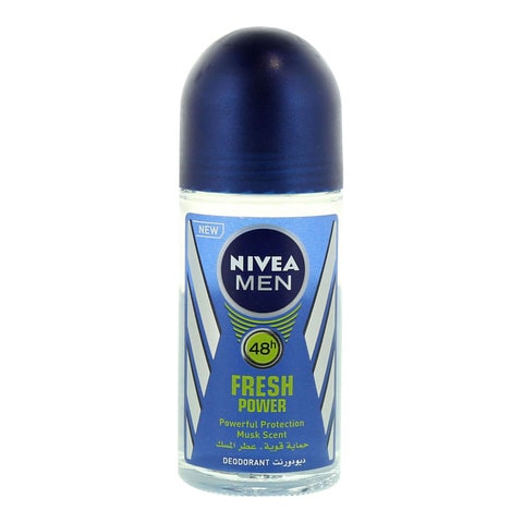NIVEA MEN Antiperspirant Roll-on for Men, 48h Protection, Fresh Power Fresh Scent,  50ml
