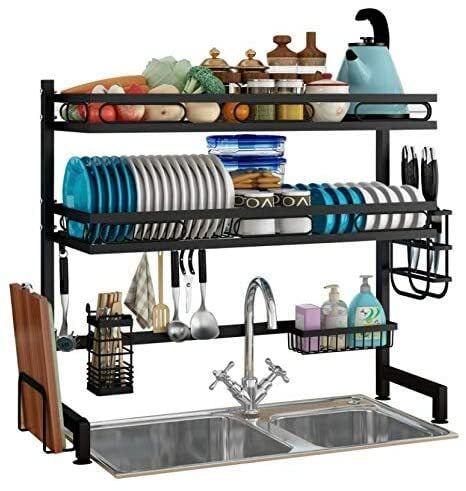 Shop Generic 3-Tier Over-Sink Dish Drying Rack - Black Online