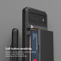VRS Design Damda Glide PRO designed for Google Pixel 6 case cover wallet [Semi Automatic] slider Credit card holder Slot [3-4 cards] - Black