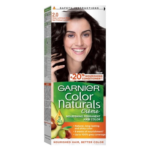 Garnier Color Naturals Creme Nourishing Permanent Hair Colour 2.0 Deep Luminous Black