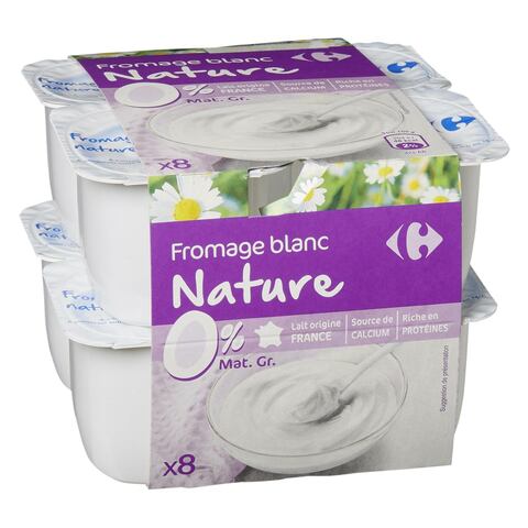 Carrefour Fromage Blanc Plain Yoghurt 100g Pack of 8