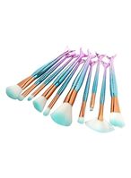 اشتري Generic 10-Piece Mermaid Fish Tail Handle Makeup Brush Set Blue في الامارات