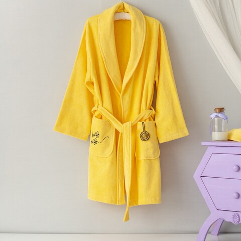 Milk&amp;Moo Robes For Women, Womens Robe, 100%Cotton, Bathrobe For Women, Knee Length Women&rsquo;s Robes, Ultra Soft Towel Robe, Housecoat, Sleepwear, Loungewear, Spa Robe, Yellow