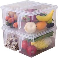 Aiwanto 4Pcs Kitchen Storage Box 4L Refrigerator Storage Containers Vegetable Fruits Storage Basket Storage box with Lids