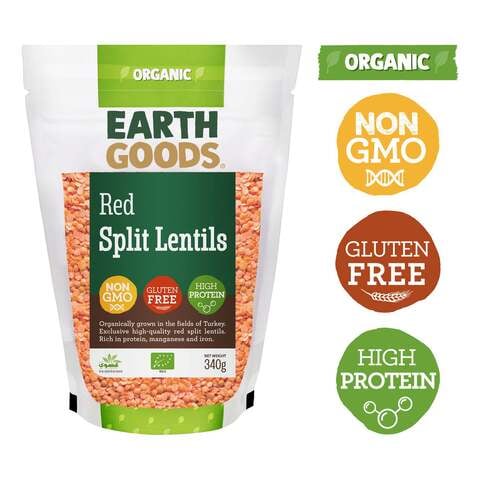 Earth Goods Organic Red Split Lentils 340g