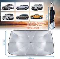 Generic Car Sun Shade Windshield Front Windshield 140X75cm Foldable Cover Visor Umbrella Sunshade For Vehicle Blocks, Foldable UV Reflector And Heat, Sunshade For Cars, Fits Most Vans SUVs