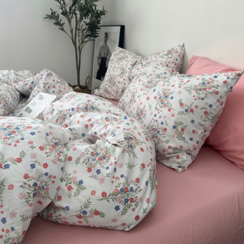 Buy Premium Queen Double size 6 pieces Retro style with candy pink