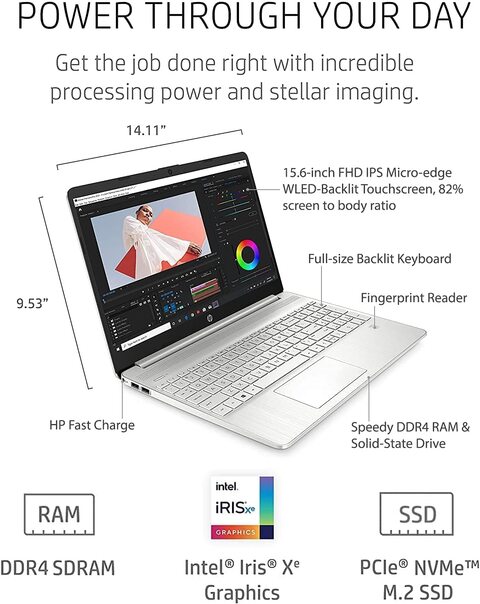HP 15T-DY200 (2D117AV) Touch Laptop - Core i7 1.2GHz, 16GB, 1TB Shared Win10, 15.6Inch, FHD, Silver, English Keyboard