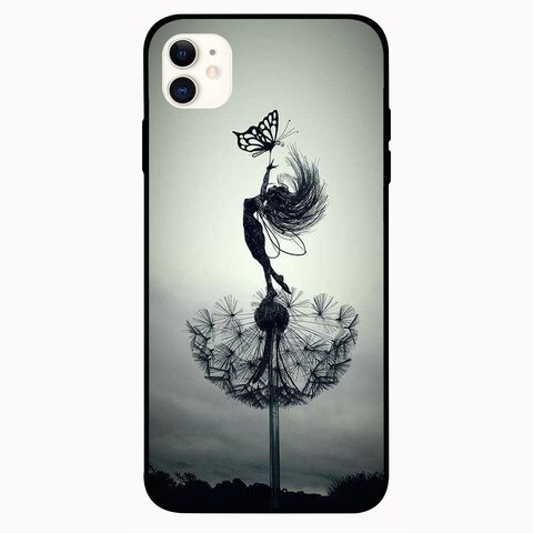 Theodor Apple iPhone 12 Mini 5.4 inch Case Girl &amp; Butterfluy Flexible Silicone