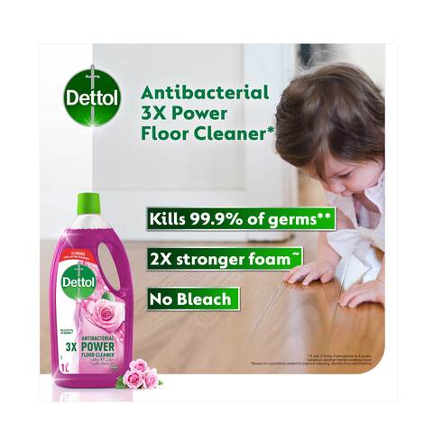 Dettol Antibacterial 3X Power Floor Cleaner, Red Rose Fragrance, 1L