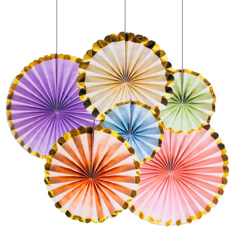 Colorful Hanging Paper Fans Decoration Round Pattern Paper Garlands Set for  Party Birthday Wedding Events Accessories, Mix Set of 6