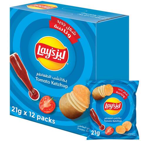 Buy Lays Tomato Ketchup Potato Chips, 21g x 12 in Saudi Arabia