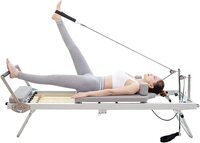 COOLBABY Pilates Multi-functional Yoga Bed,Yoga Studio Pilates Core Bed, Fitness Equipment, Pilates Training Bed, Strength Adjustment,Stainless Steel Yoga Training Bed,Beige