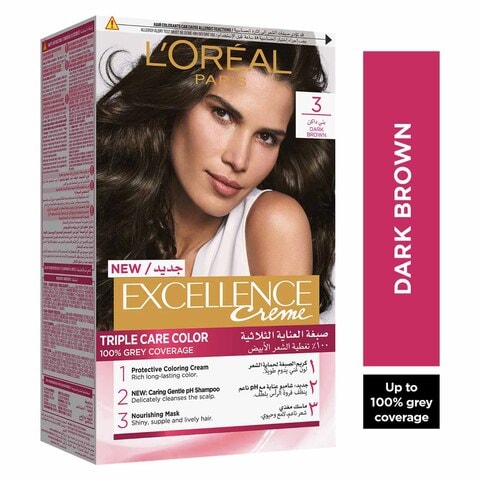 L&#39;Oreal Paris Excellence Creme Triple Care Permanent Hair Colour 3 Dark Brown