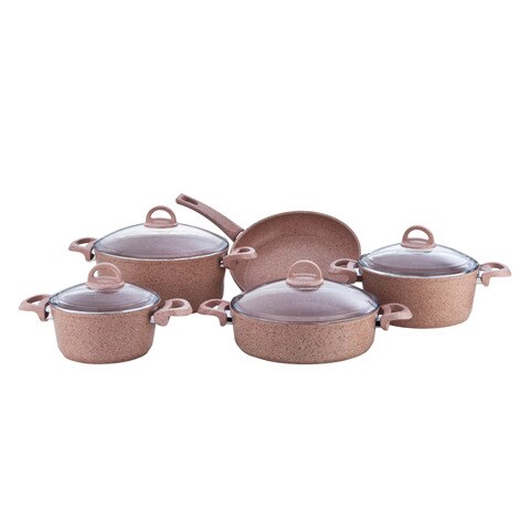 Avci Home Maker Granitec Cookware Set 9 Pieces - Pink