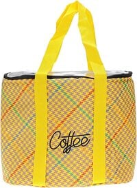 Insulated Reusable Tote Bag with Zip Closure &amp; Transparent Lid for Picnic, Traveling, Shopping, Grocery &amp; Food Carrier (Yellow)