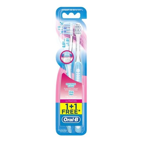 Oral-B Ultrathin Precision Clean Extra Soft Manual Toothbrush Multicolour 2 count